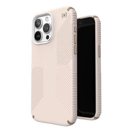 Speck Presidio2 Grip - iPhone 15 Pro Max Tasche (gebleichter Knochen / Erbstück Gold / Haselnussbraun)