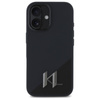 Karl Lagerfeld Silicone Shadow Metal Initial MagSafe - Coque pour iPhone 16 (noir)