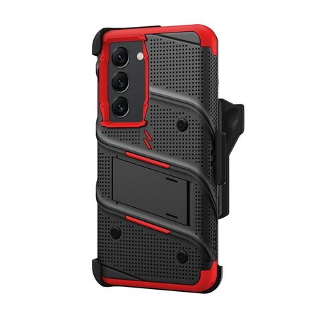 ZIZO BOLT Series - Samsung Galaxy S23 étui blindé avec verre 9H pour l'écran + étui avec support (noir / rouge)