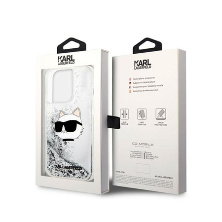 Karl Lagerfeld Liquid Glitter NFT Choupette Head - iPhone 14 Pro Tasche (silber)