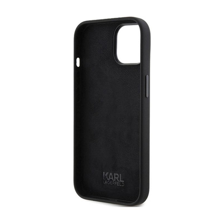 Karl Lagerfeld Silicone Ikonik Metal Pin - iPhone 15 Tasche (Schwarz)