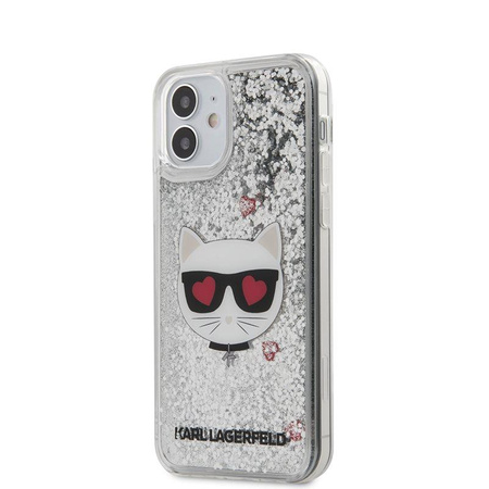 Karl Lagerfeld Liquid Glitter Choupette - iPhone 12 Mini Case (silver)