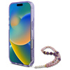 Guess IML Blumen mit Perle Riemen MagSafe - iPhone 16 Pro Fall (lila)