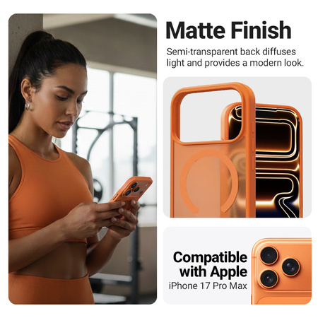 Etui do iPhone 17 Pro Max MagSafe Crong Hybrid Matt Pomarańczowe Wytrzymałe