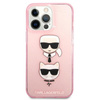 Karl Lagerfeld Glitter Karl & Choupette Head - Coque iPhone 13 Pro (rose)