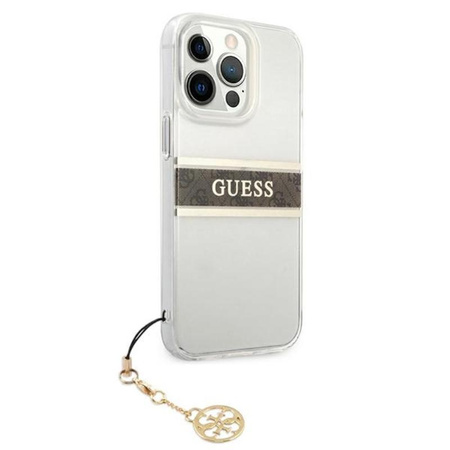 Guess 4G Stripe Brown Charm - Etui iPhone 13 Pro Max (przezroczysty)