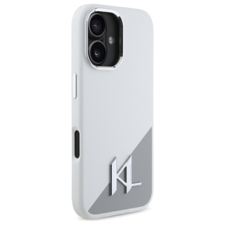 Karl Lagerfeld Silicone Shadow Metal Initial MagSafe - Pouzdro pro iPhone 16 (bílé)