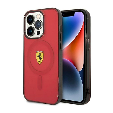 Průsvitné pouzdro Ferrari MagSafe - iPhone 14 Pro (červené)