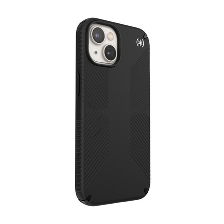 Speck Presidio2 Grip MagSafe - Coque antidérapante pour iPhone 14 / iPhone 13 (Noir / Noir / Blanc)