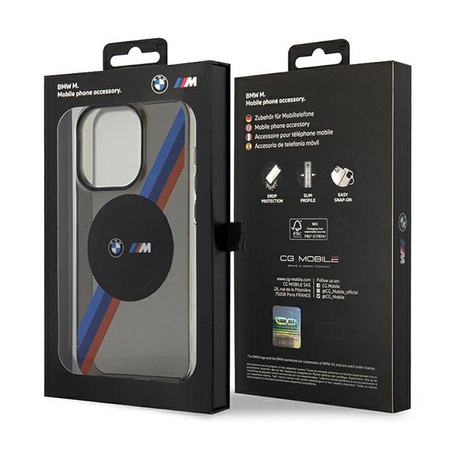 Pouzdro BMW Tricolor Stripes MagSafe - iPhone 14 Pro (šedé)