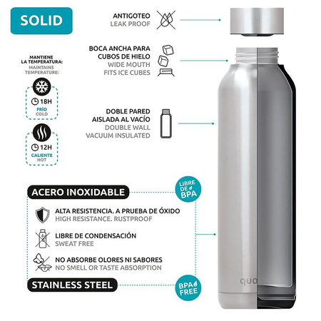 Quokka Solid Kids pánttal - 330ml-es rozsdamentes acél termikus palack pánttal (Zebra)