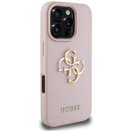 Guess szemcsés Big 4G Logo Small Classic Logo - tok iPhone 16 Pro készülékhez (rózsaszín)