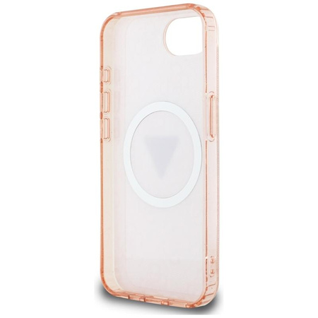 Guess IML Metal Glitter 4G Circle Triangle MagSafe - pouzdro pro iPhone 16e (růžové)