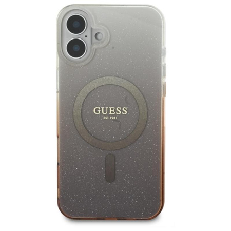 Guess IML Glitter Gradient MagSafe - pouzdro pro iPhone 16 (hnědé)