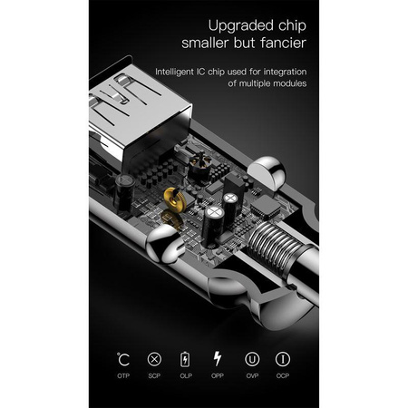 Baseus Grain - Ładowarka samochodowa 2 x USB, 5 V / 3.1 A (biały)