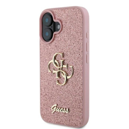 Guess Fixed Glitter Big 4G – Pouzdro pro iPhone 16 Plus (růžové)