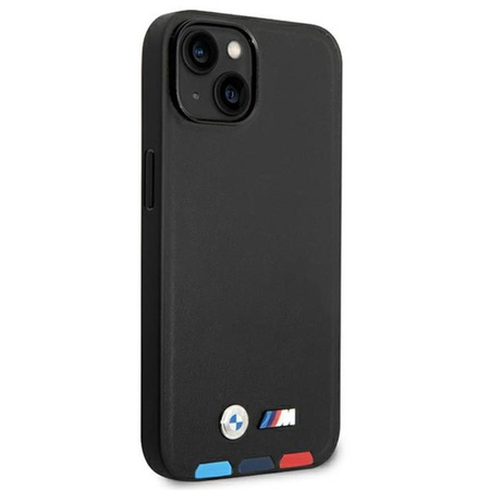 Kožené pouzdro BMW Hot Stamp Tricolor - iPhone 14 (černé)