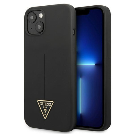 Guess Silikonové pouzdro s trojúhelníkovým logem - iPhone 13 mini (černé)