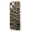 Guess Leopard Electro Stripe - pouzdro pro iPhone 13 mini (hnědé)