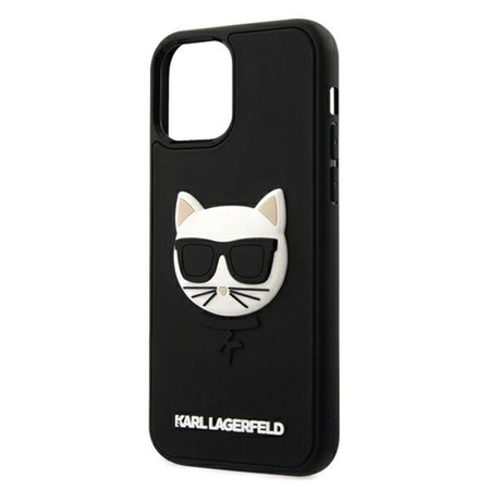 Karl Lagerfeld Choupette Head 3D Rubber - pouzdro pro iPhone 12 / iPhone 12 Pro (černé)