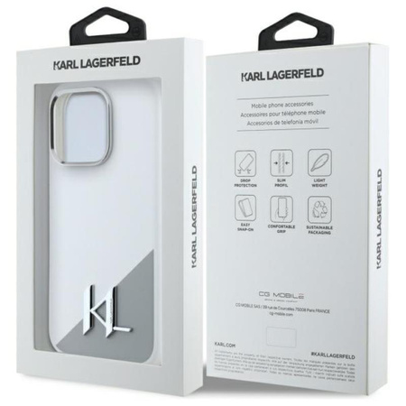 Karl Lagerfeld Silicone Shadow Metal Initial MagSafe - Coque pour iPhone 16 Pro Max (blanc)