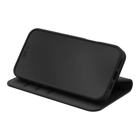 Moshi Overture MagSafe - Bőr 3 az 1-ben flip tok iPhone 16 Pro készülékhez (szénfekete)