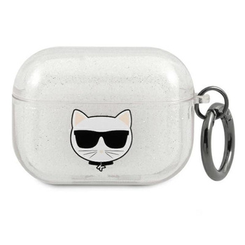 Karl Lagerfeld Choupette Head Glitter - Airpods Pro tok (ezüst)