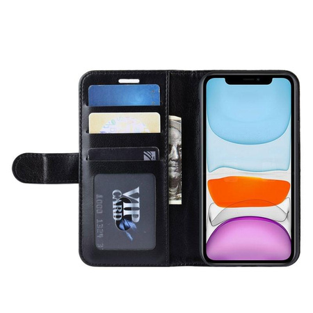 Crong Booklet Wallet - Etui pour iPhone 11 Pro Max avec poches + fonction stand (noir)