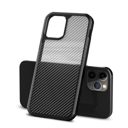 Crong Hybrid Carbon - Coque pour iPhone 12 Mini (noir)