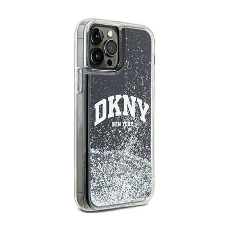 DKNY Liquid Glitter Big Logo - Hülle für iPhone 12 / iPhone 12 Pro (schwarz)