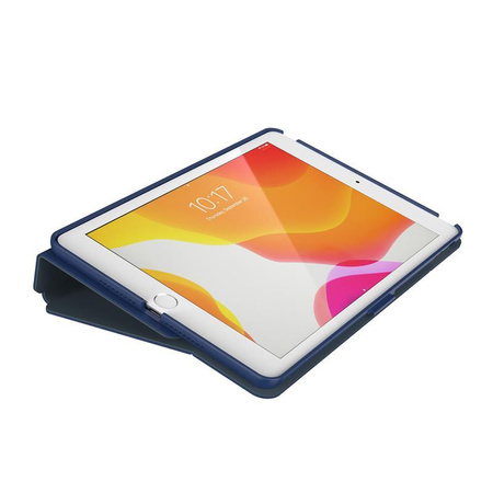 Speck Balance Folio - Étui pour iPad 10.2" 9 (2021) / 8 (2020) / 7 (2019) avec revêtement MICROBAN (Bleu côtier/Gris anthracite)