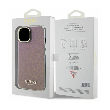 Guess IML Faceted Mirror Disco Iridescent - iPhone 15 Case (pink)