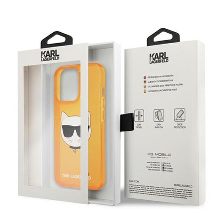Karl Lagerfeld Choupette Head - iPhone 13 Pro Tasche (fluo orange)