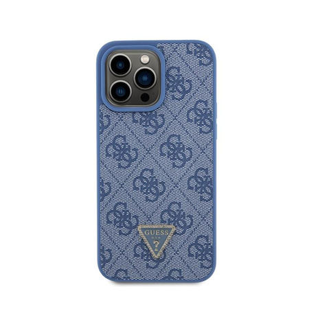 Kožené pouzdro Guess 4G Triangle Strass - iPhone 15 Pro Max (modré)
