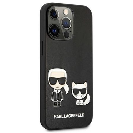 Karl Lagerfeld PU-Leder mit Karl & Choupette-Prägung - iPhone 13 Pro Max Tasche (schwarz)