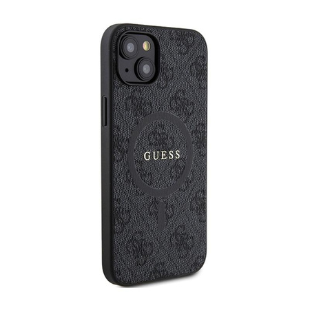 Guess 4G Collection Leather Metal Logo MagSafe - Etui iPhone 15 / 14 / 13 (czarny)