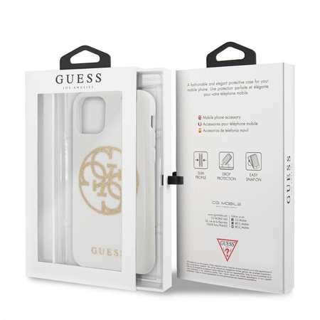 Guess Circle Glitter 4G - Coque iPhone 11 (blanc)