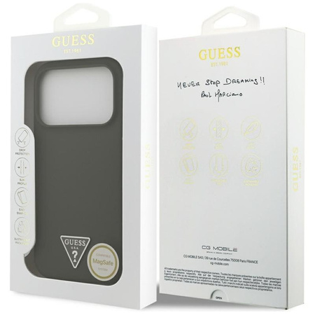 Guess Silicone Triangle Logo MagSafe - Hülle iPhone 17 Pro (khaki)