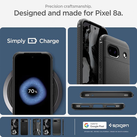 Spigen Rugged Armor - Étui pour Google Pixel 8A (Noir)