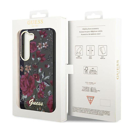 Guess Flower Collection - pouzdro pro Samsung Galaxy S23 (khaki)