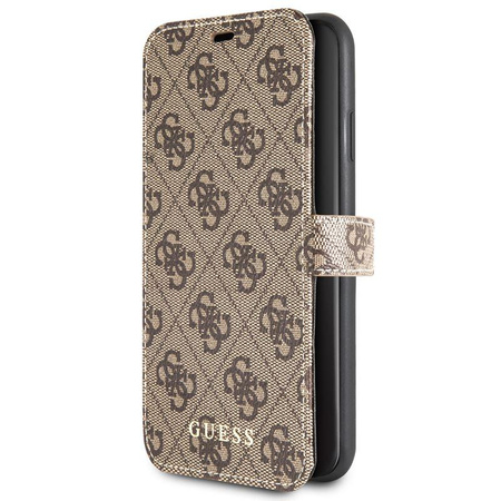 Guess Booktype 4G Charms Collection - Etui iPhone 11 Pro Max z kieszeniami na karty (brązowy)
