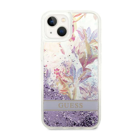 Guess Liquid Glitter Flower - iPhone 14 tok (lila)