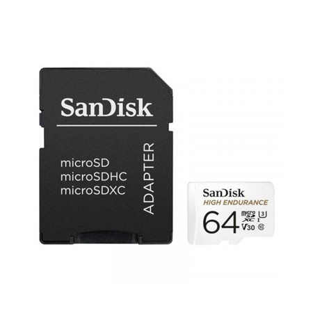 Carte mémoire SanDisk High Endurance microSDXC - 64 Go Class 10 UHS-I 100/40 MB/s avec adaptateur