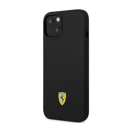 Silikonové kovové logo Ferrari - pouzdro pro iPhone 14 (černé)