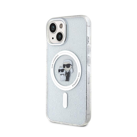 Karl Lagerfeld Karl & Choupette Glitter Magsafe - pouzdro pro iPhone 15 Plus (průhledné)