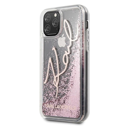 Karl Lagerfeld Signature Glitter Case - pouzdro pro iPhone 11 Pro Max (růžově zlaté)