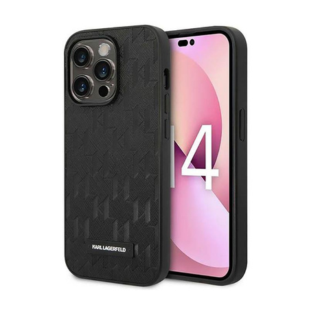 Karl Lagerfeld Saffiano Mono Metal Logo - pouzdro pro iPhone 14 Pro (černé)