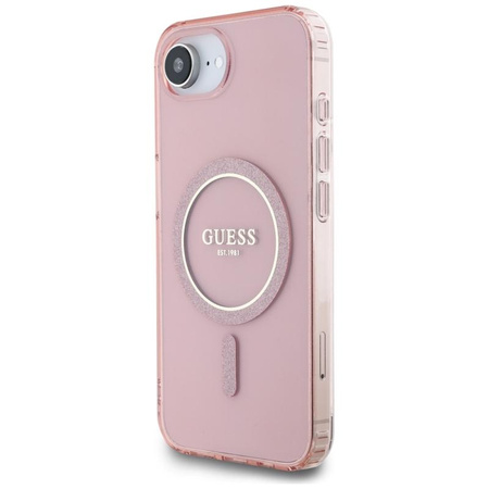 Guess IML Glitter Circle MagSafe - Tasche für iPhone 16e (rosa)