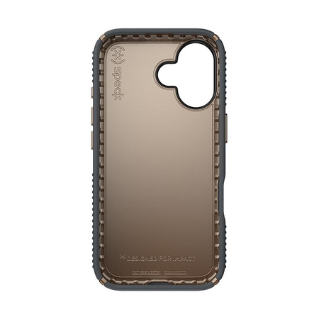 Speck Presidio2 Grip - iPhone 16 Case (Charcoal Gray / Cool Bronze / White)