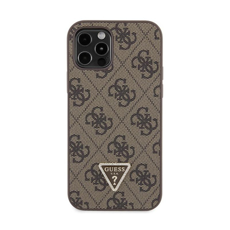 Guess Crossbody 4G Metal Logo - pouzdro pro iPhone 12 / iPhone 12 Pro (hnědé)